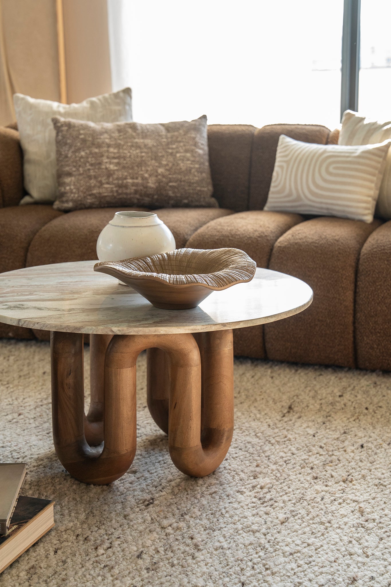 LoopStone Natural Marble/Mango Wood Coffee Table