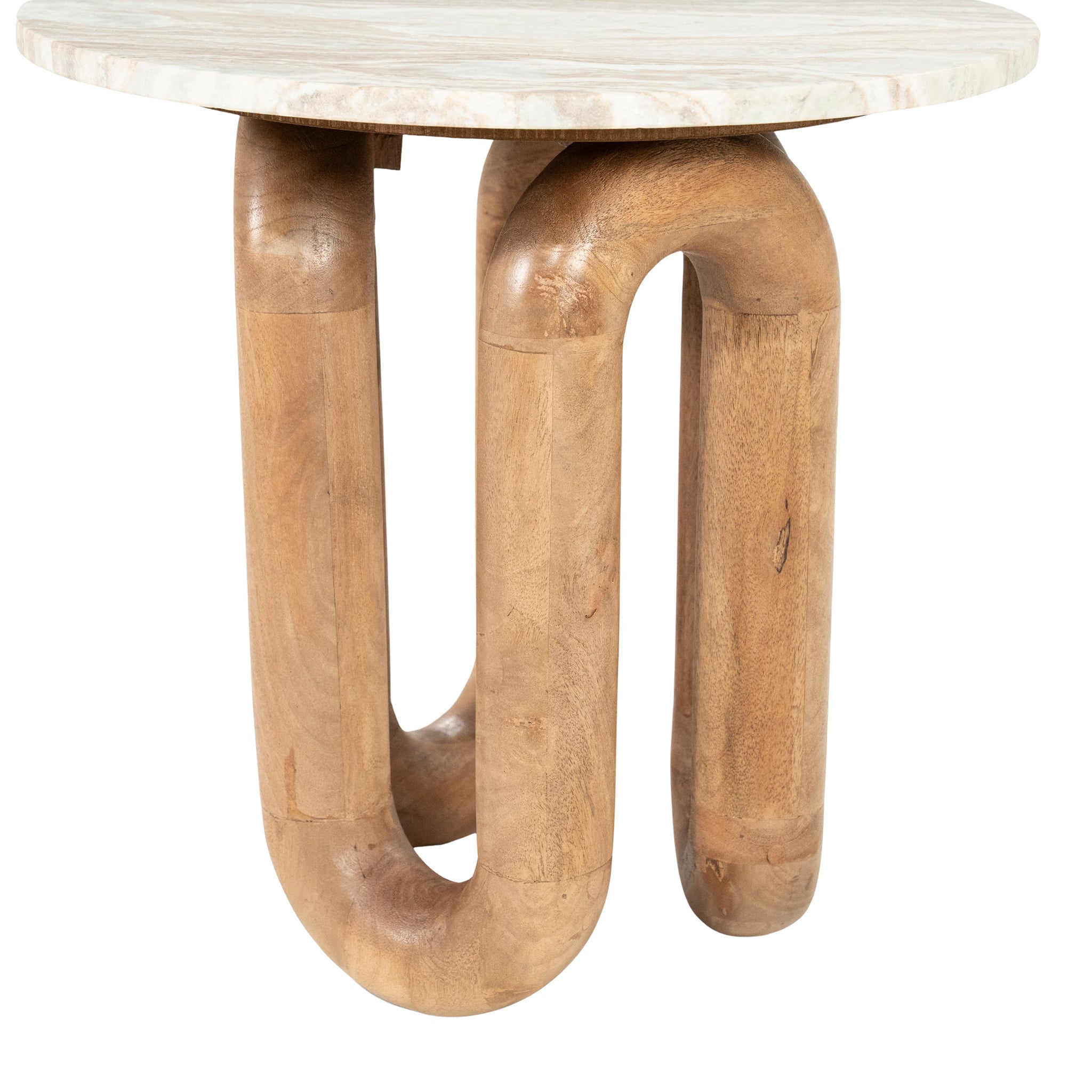 LoopStone Natural Marble/Mango Wood Side Table