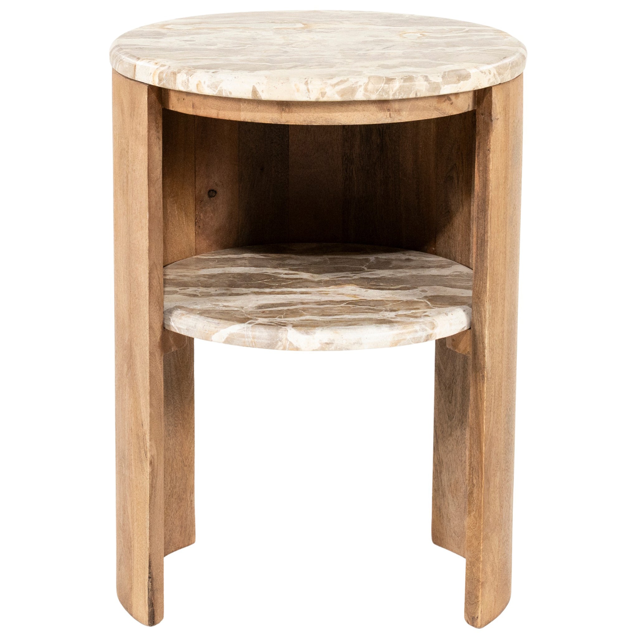 Marbelon Natural Marble/Mango Wood Side Table