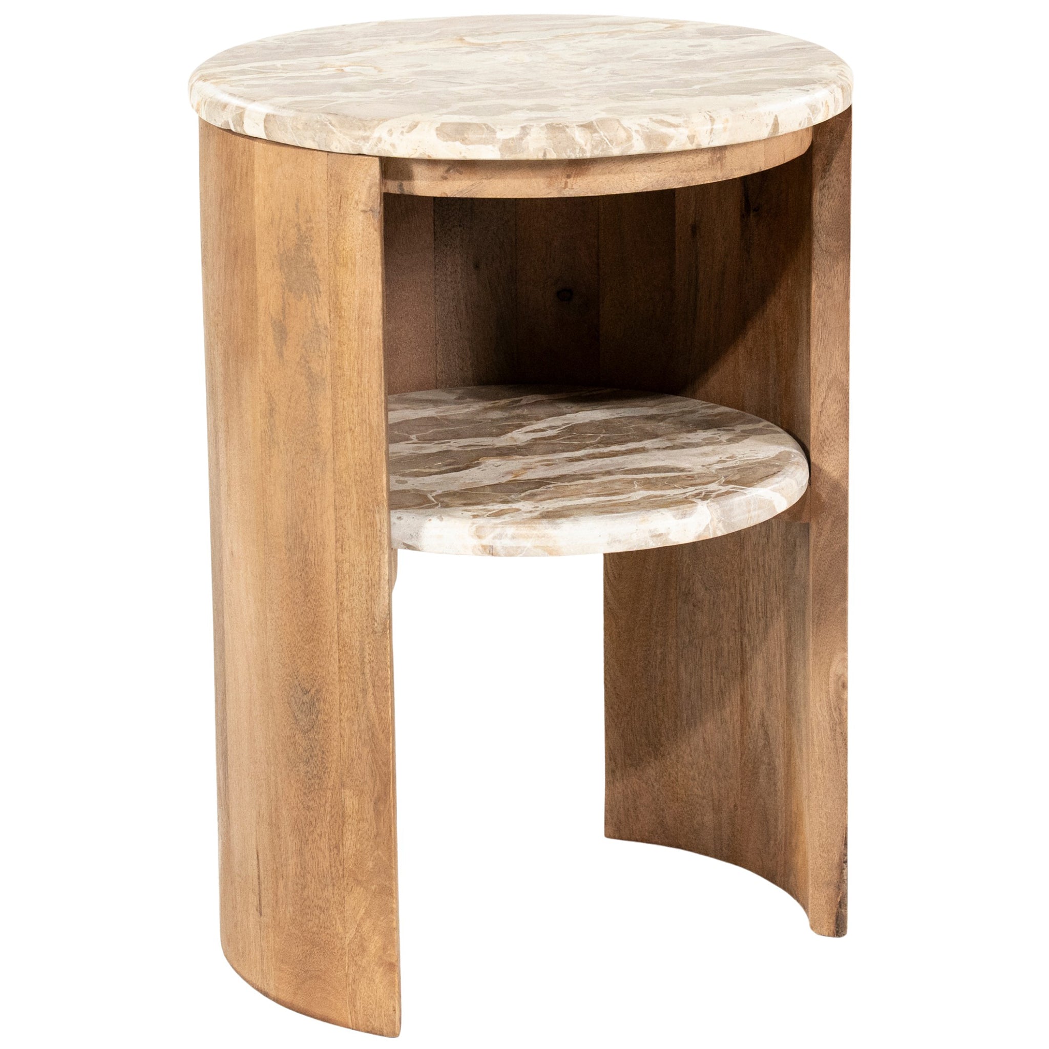 Marbelon Natural Marble/Mango Wood Side Table