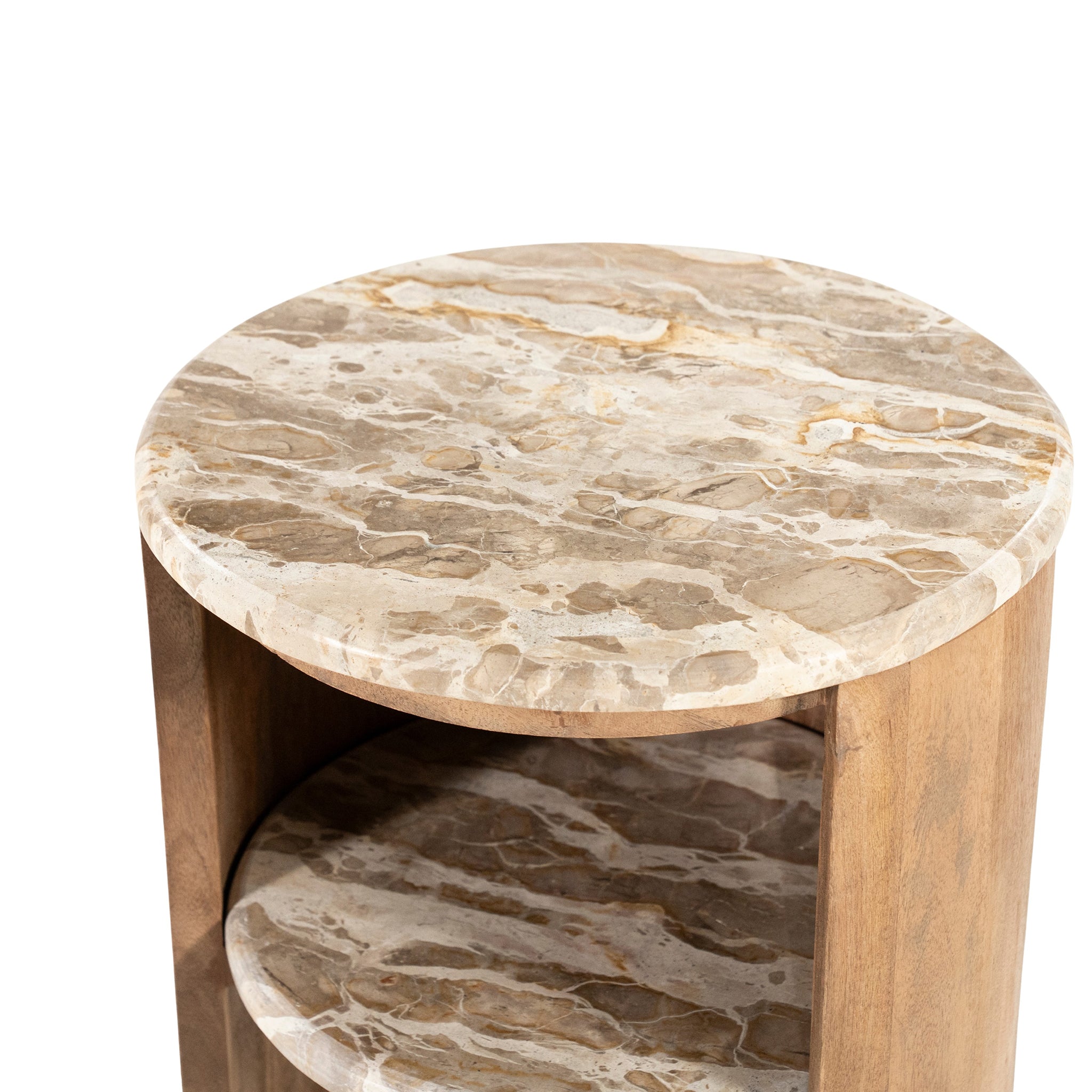 Marbelon Natural Marble/Mango Wood Side Table