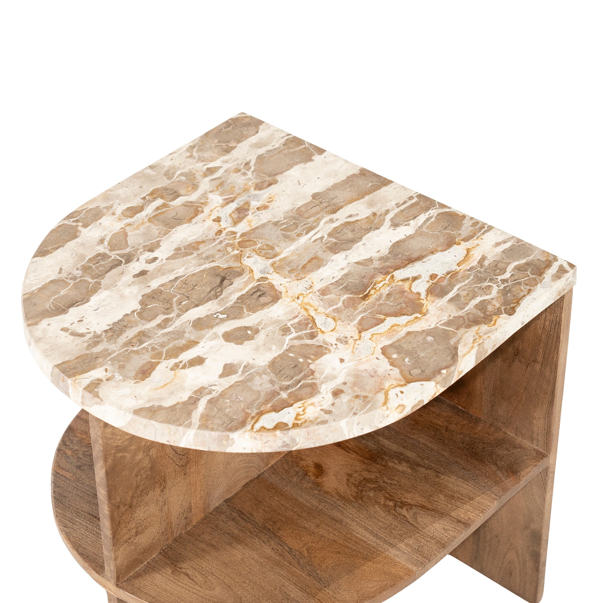 Marwood Natural Marble/Mango Wood Side Table