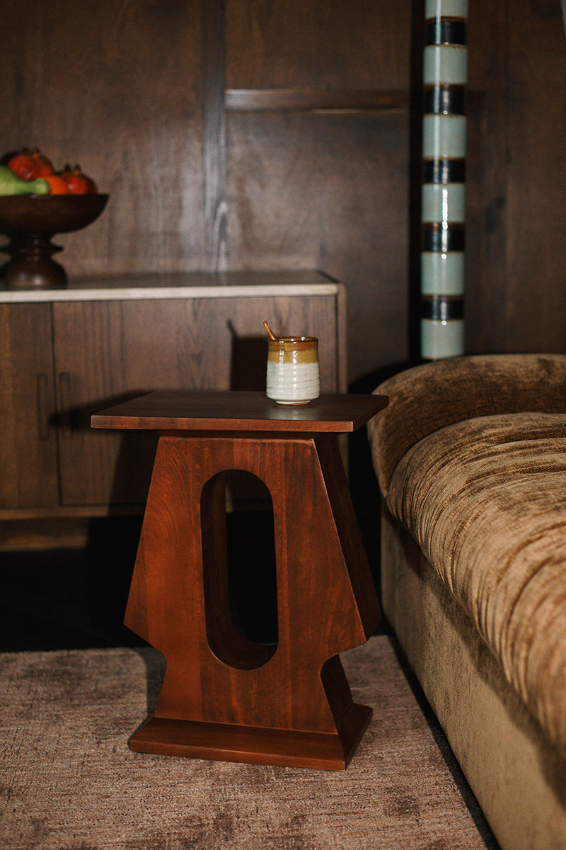 Pilaster Brown Mango Wood Side Table
