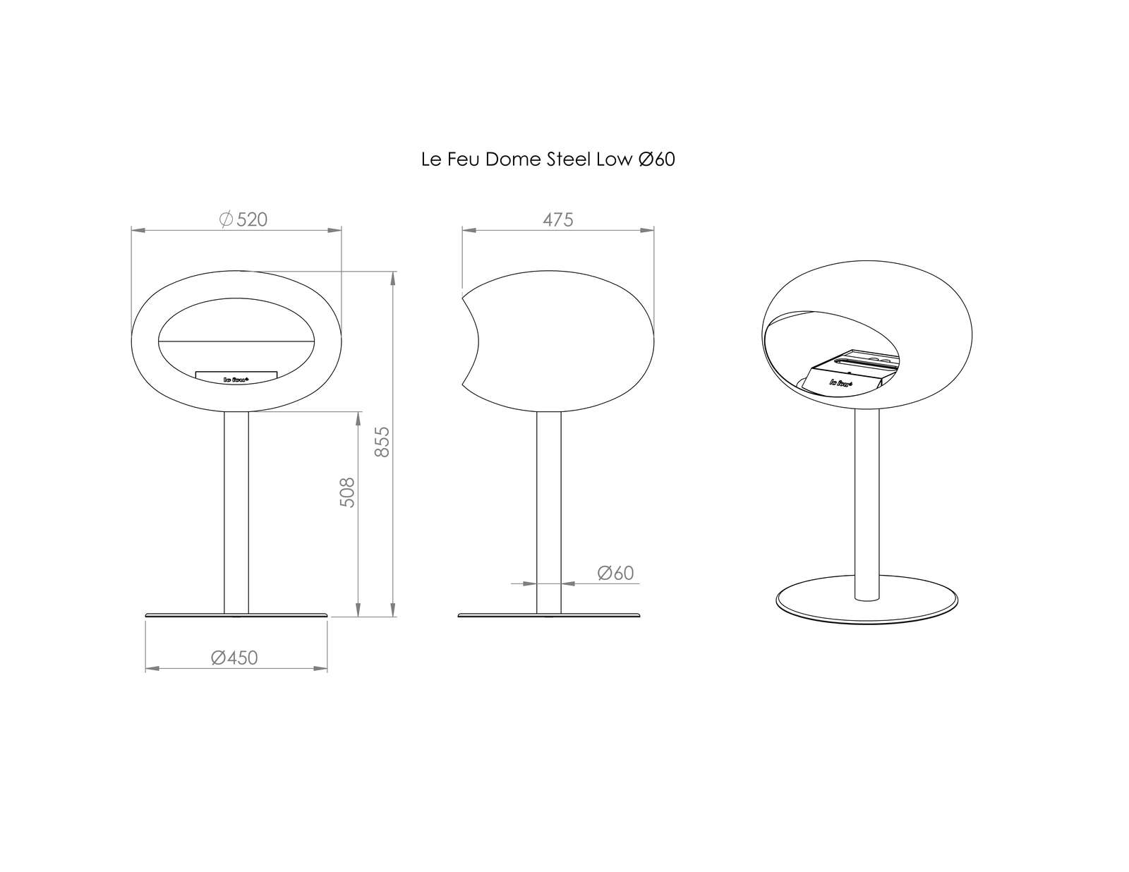 Ground Steel Low Black Bio Fireplace