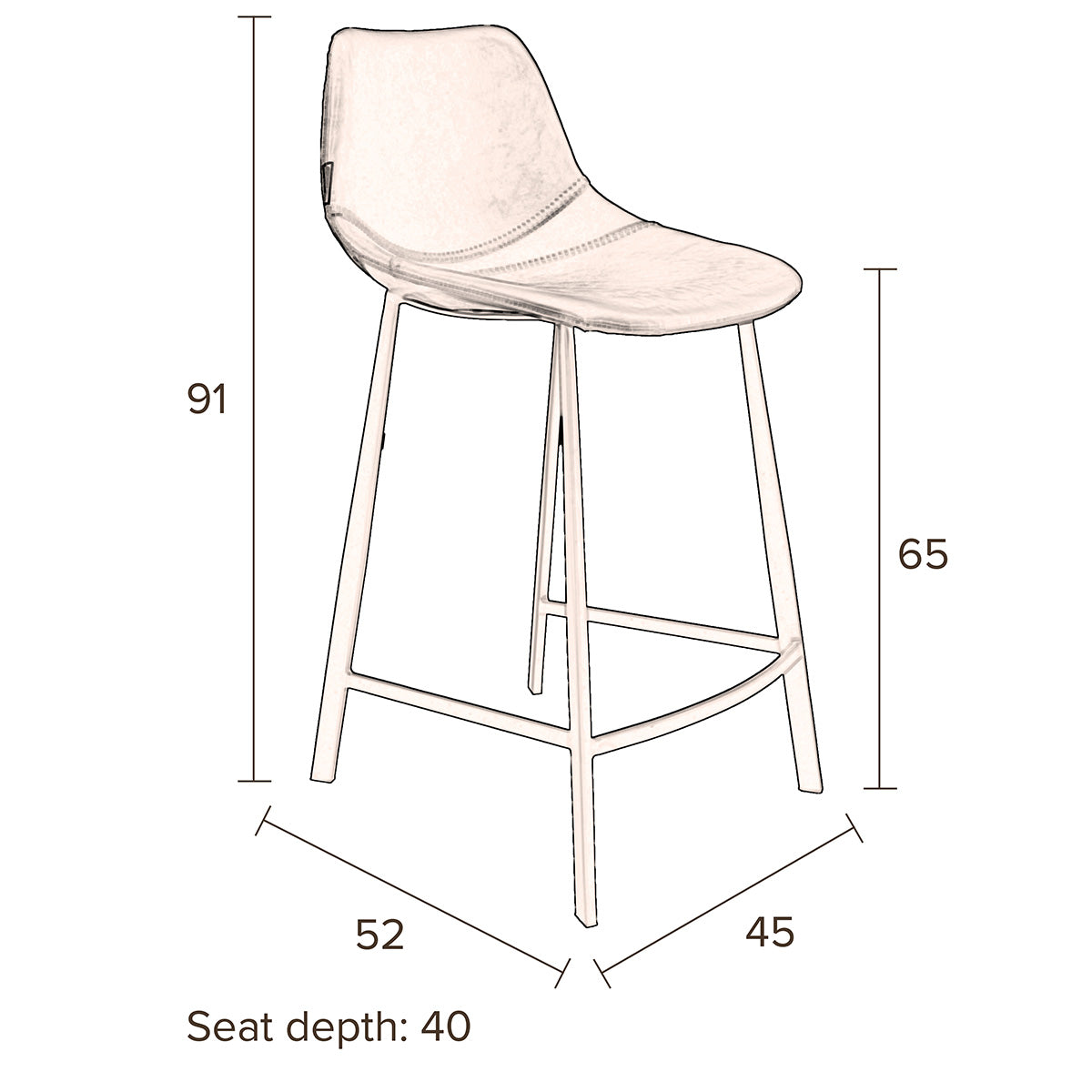 Franky Velvet Counter Stool