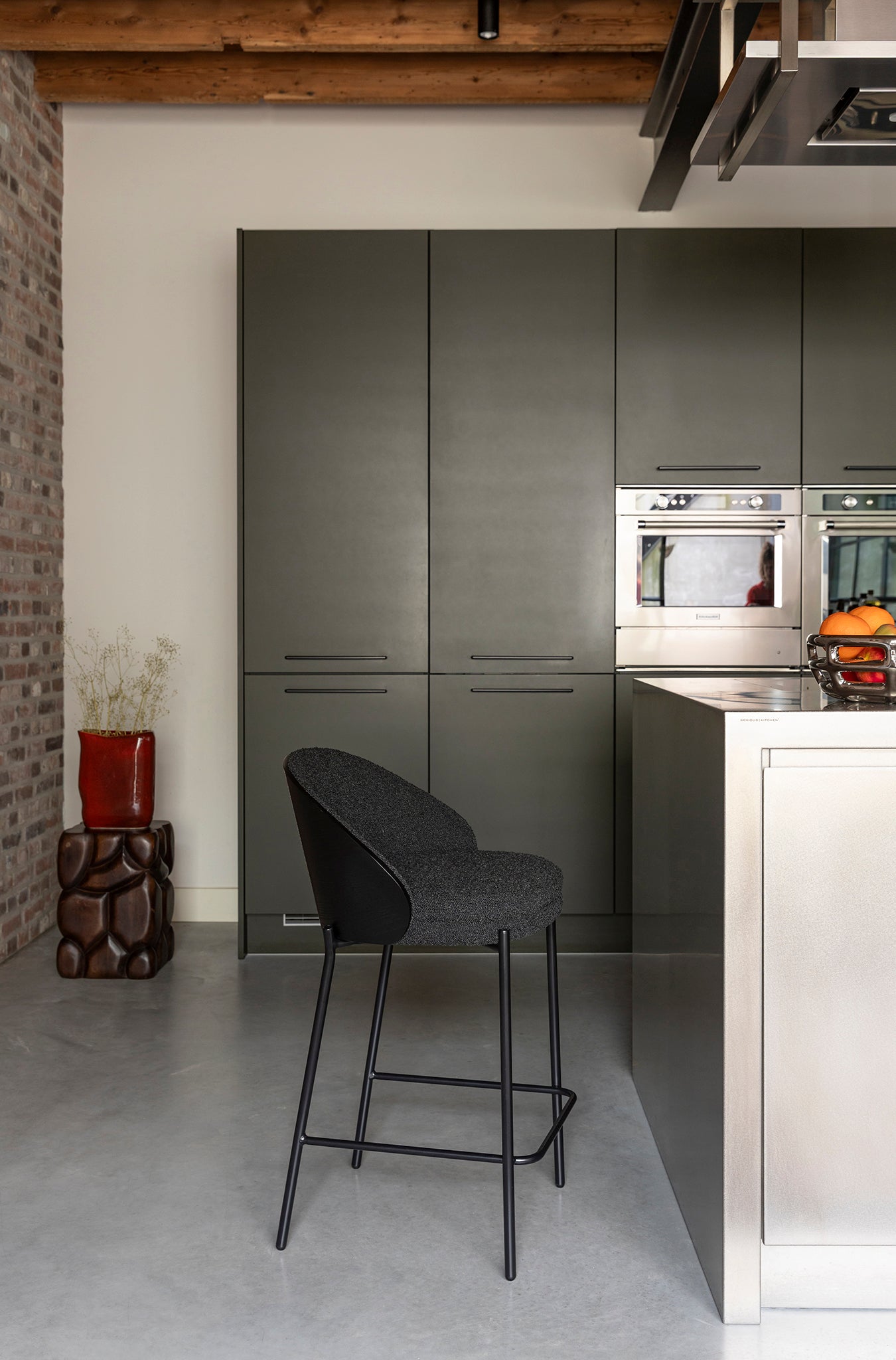 Rodin Black Boucle Counter Chair