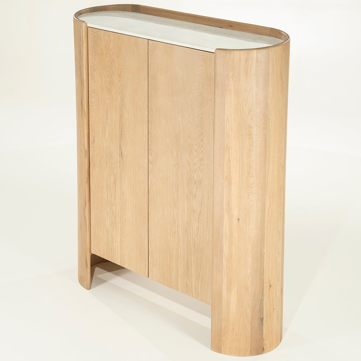 Don Natural Oak Wood/Marble Cabinet