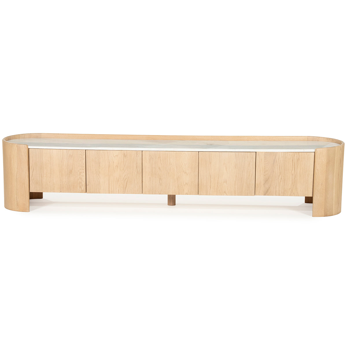 Don Natural Oak Wood/Marble 5 Door TV Cabinet