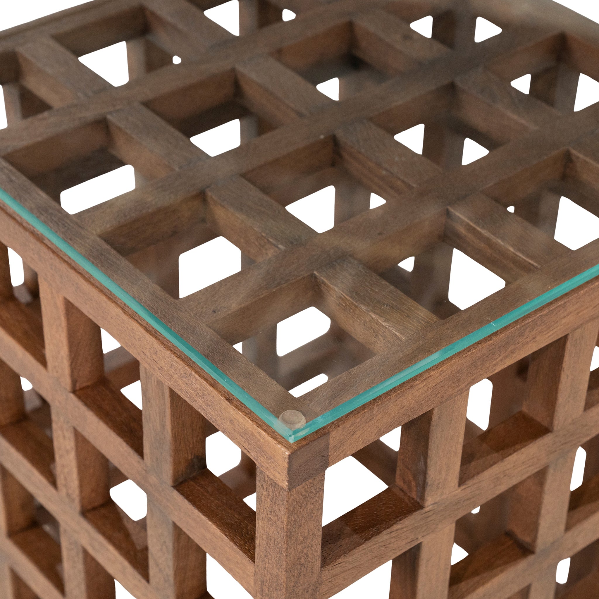 Heras Mango Wood/Glass Side Table