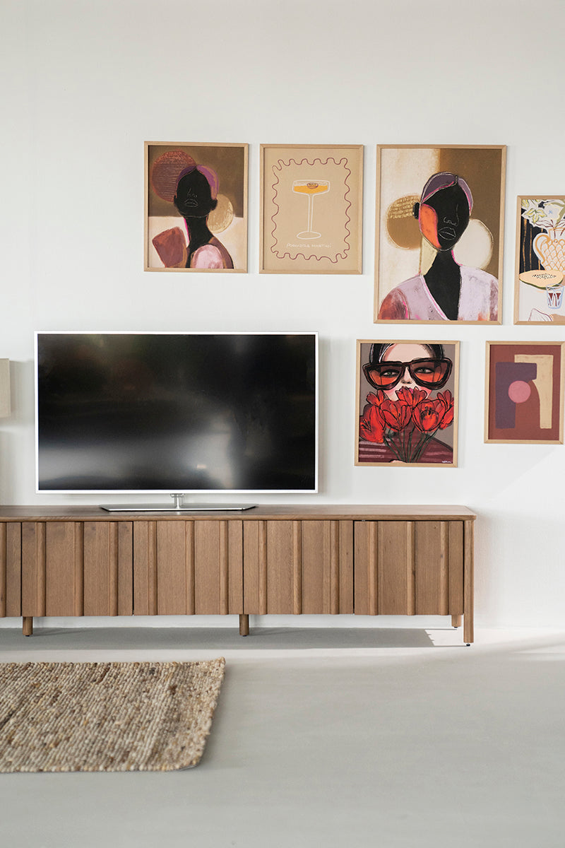 Jake Oak Wood 6 Doors TV Cabinet