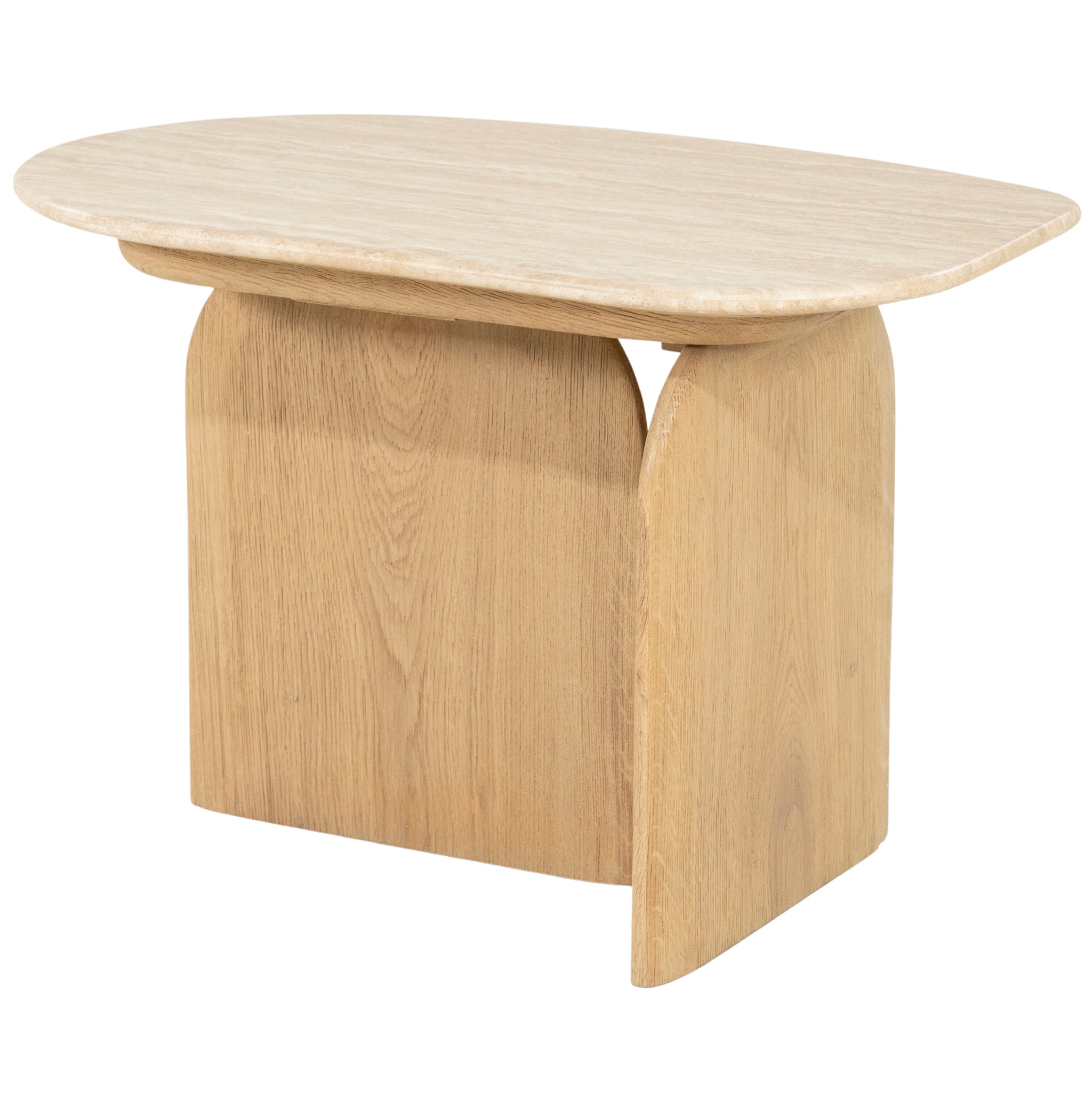 Lova Travertine/Oak Wood Side Table