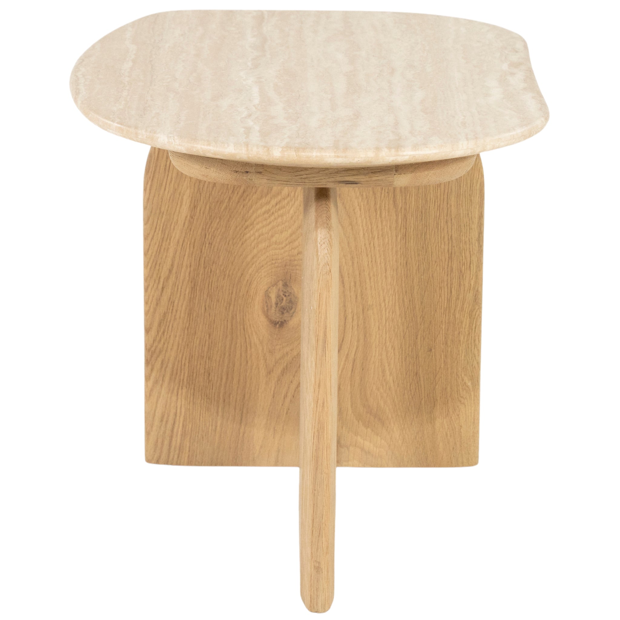 Lova Travertine/Oak Wood Side Table