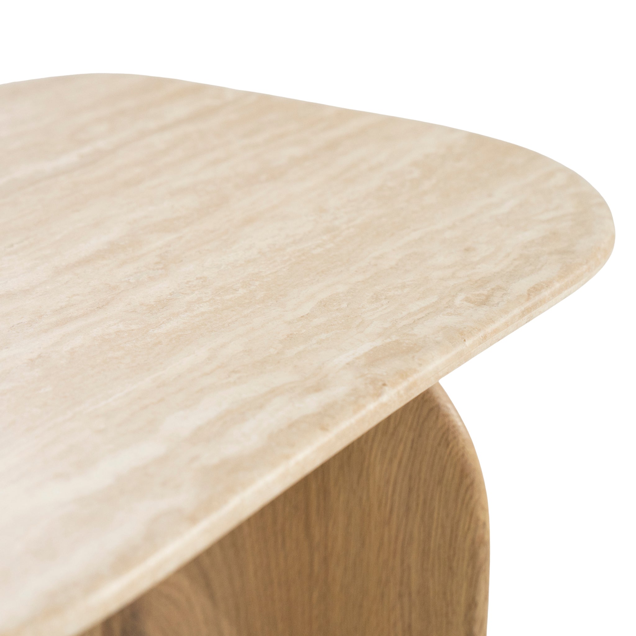 Lova Travertine/Oak Wood Side Table