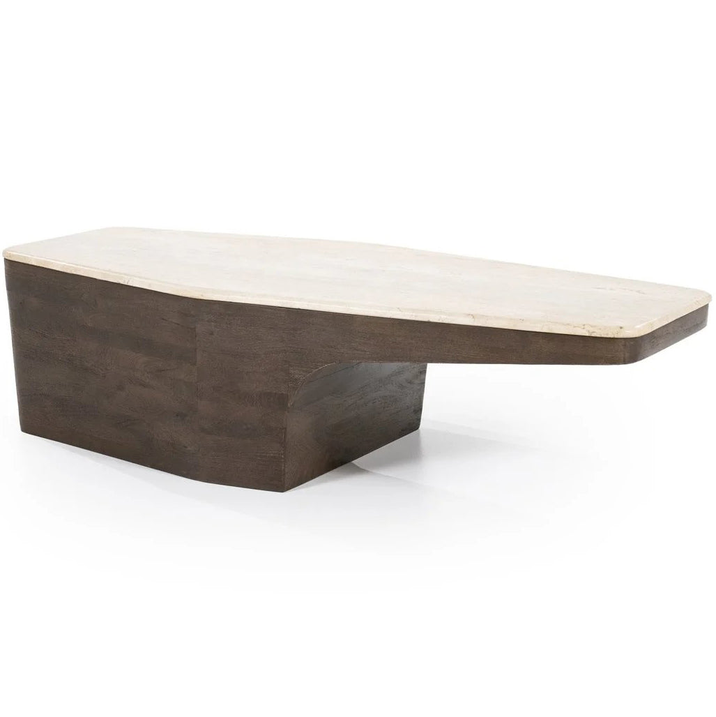 Luna Travertine/Mango Wood Coffee Table