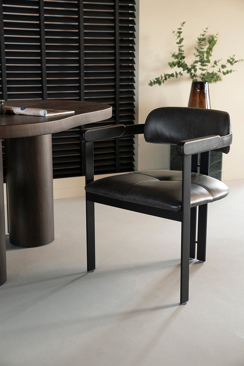 Morris Black Leather Chair