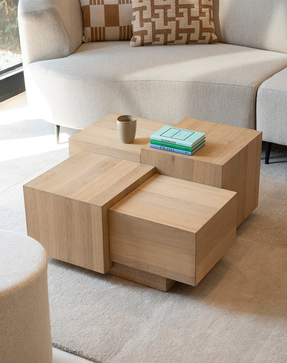 Quinten Oak Wood Square Coffee Table