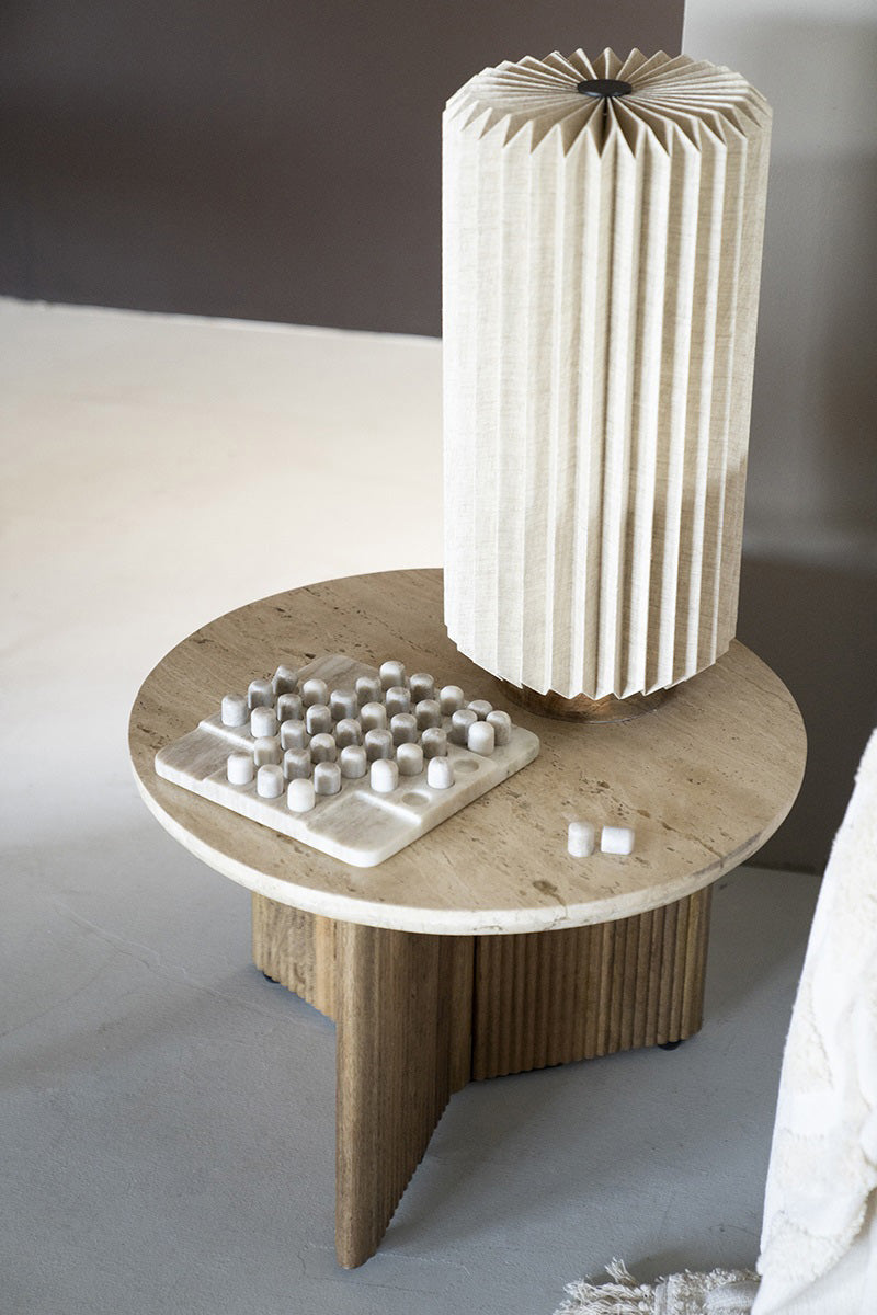 Sara Travertine/Mango Wood Side Table