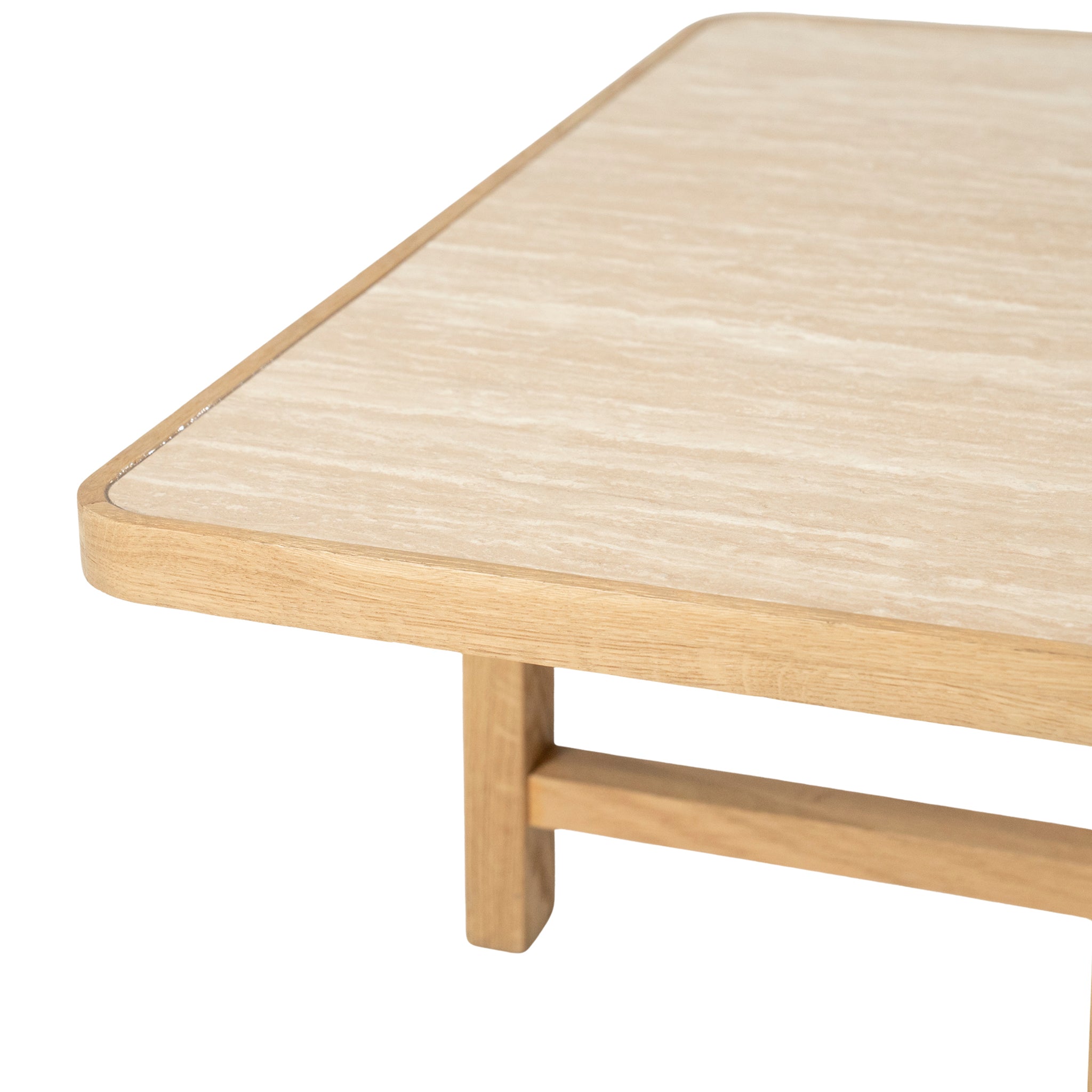Vidar Travertine/Oak Wood Coffee Table