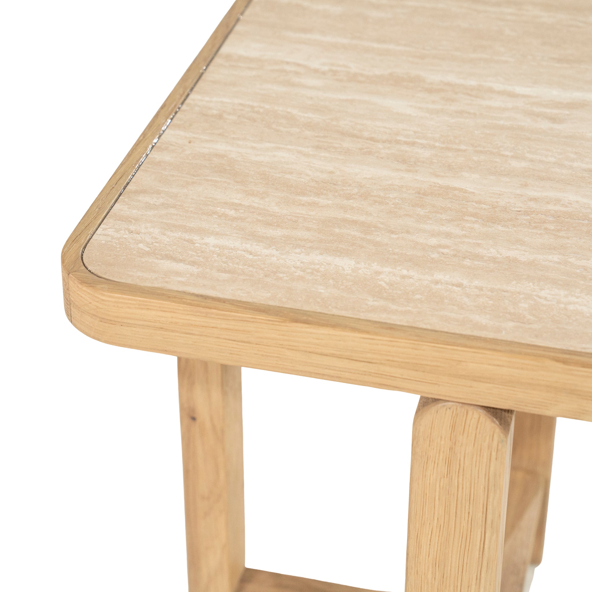 Vidar Travertine/Oak Wood Side Table