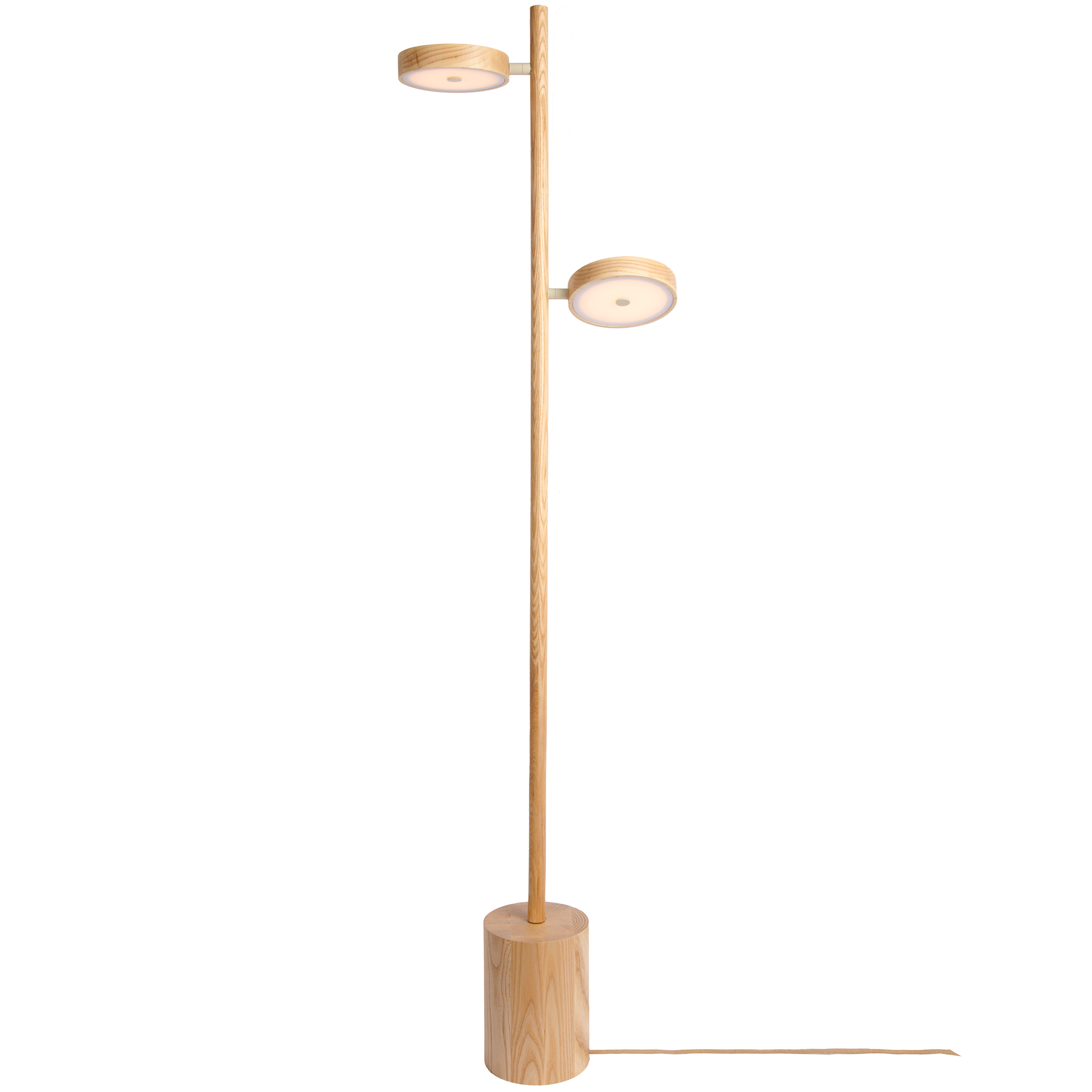 Okinawa Ash Wood 2 Shade Floor Lamp