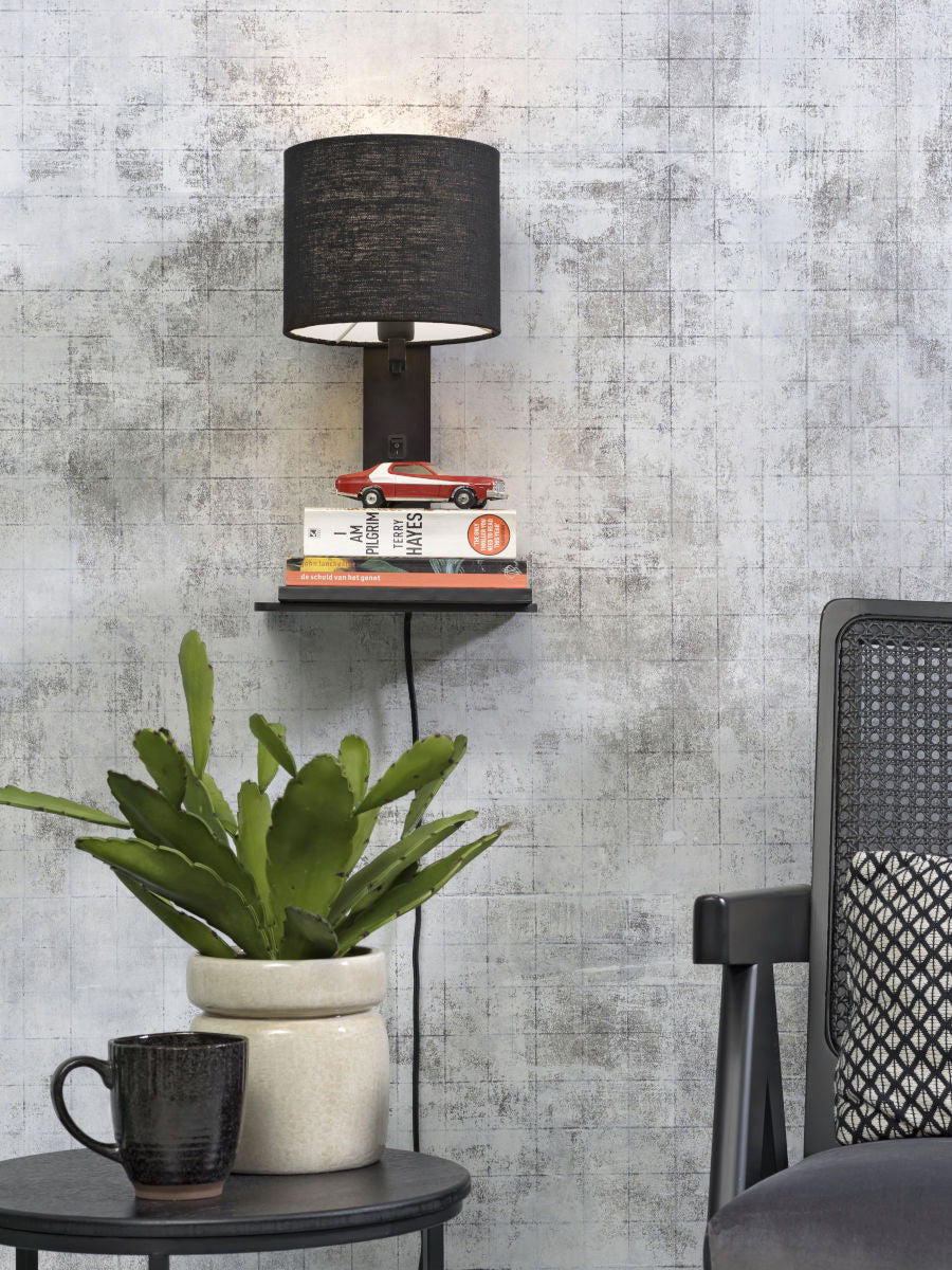 Andes Black Wall Lamp with Shelf