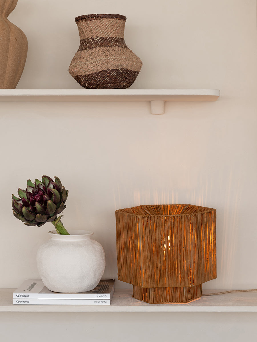 Panama Raffia Octogon Table Lamp