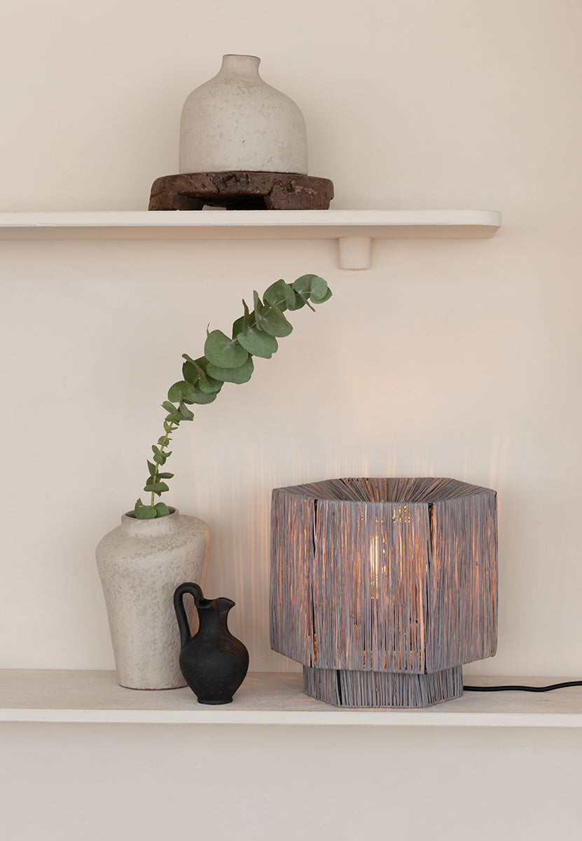 Panama Raffia Octogon Table Lamp