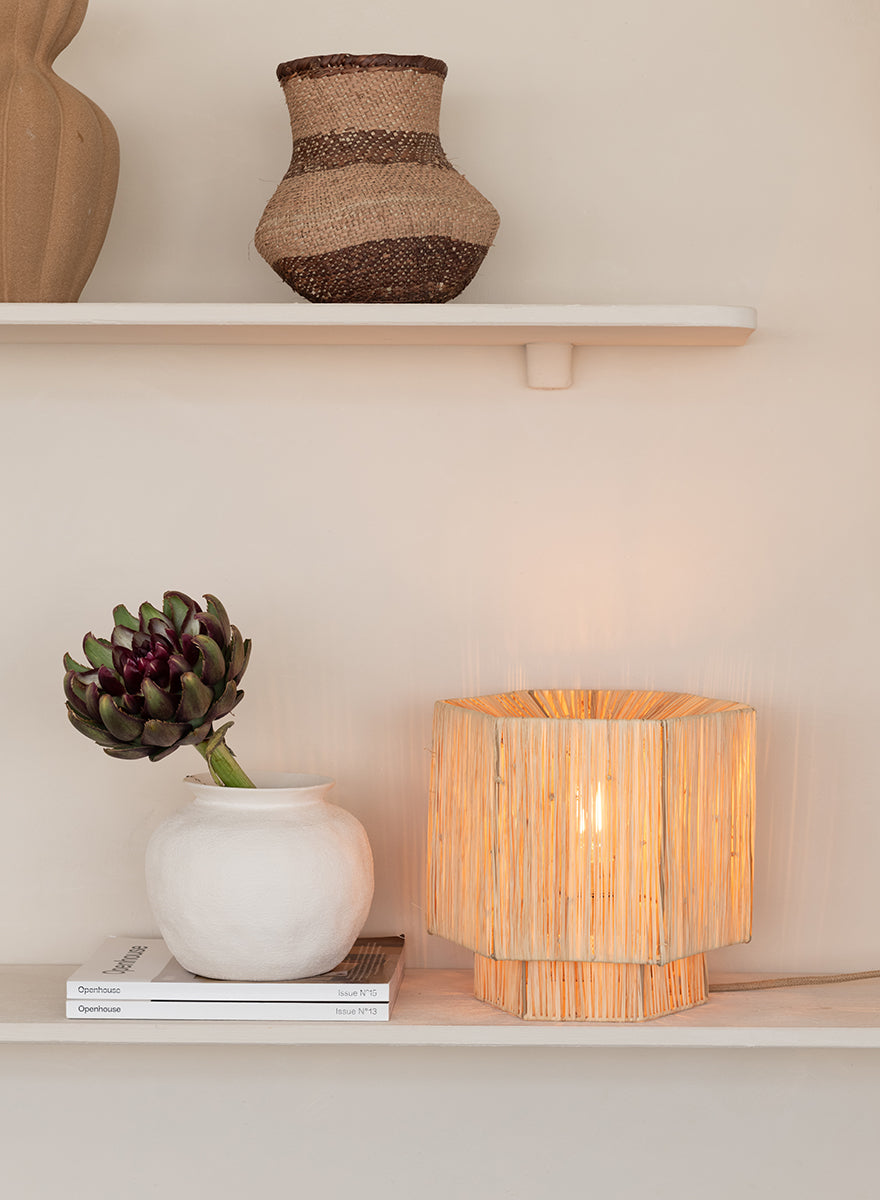 Panama Raffia Octogon Table Lamp