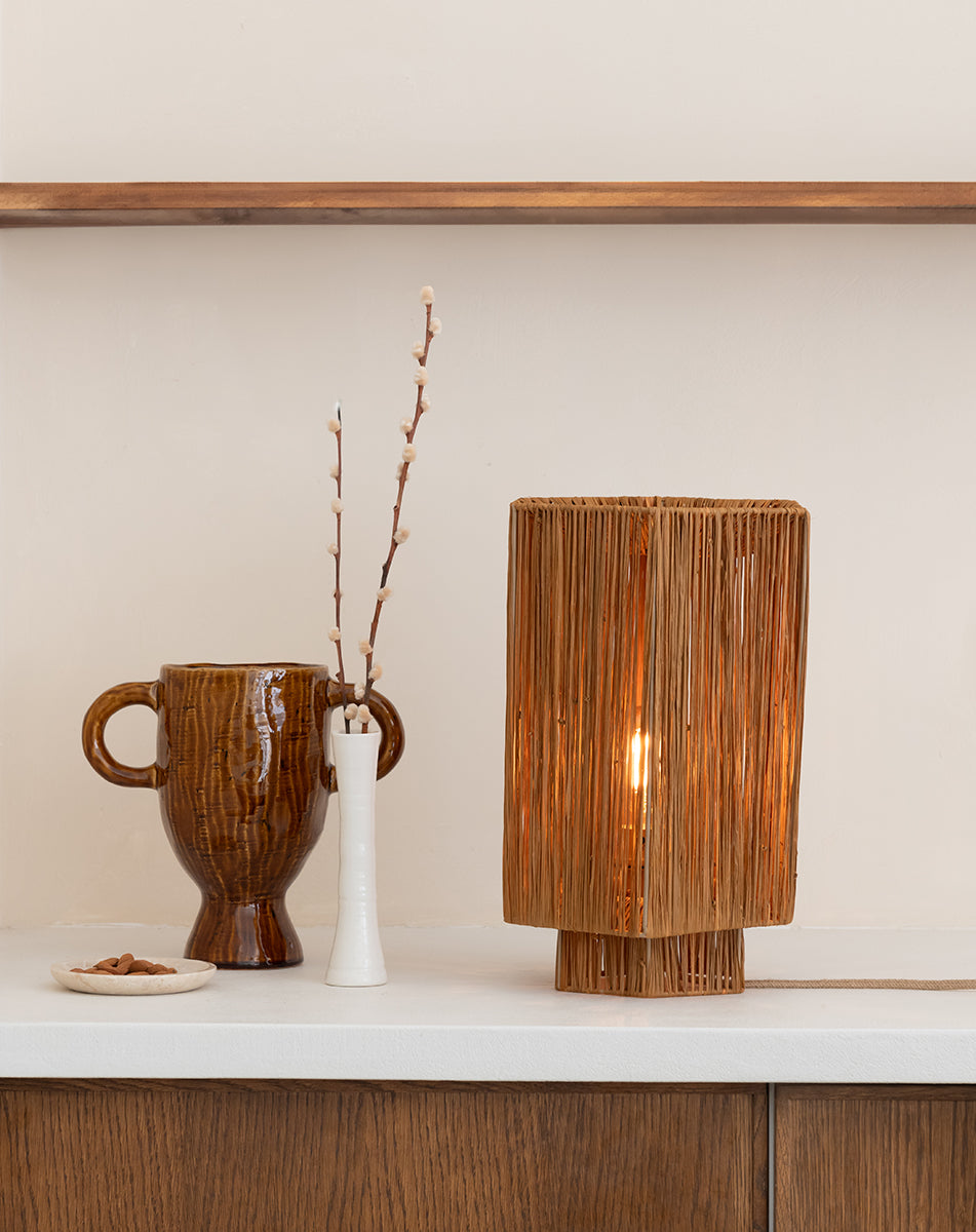 Panama Raffia Octogon Table Lamp