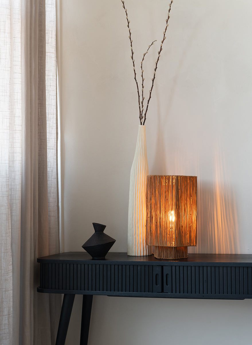 Panama Raffia Octogon Table Lamp