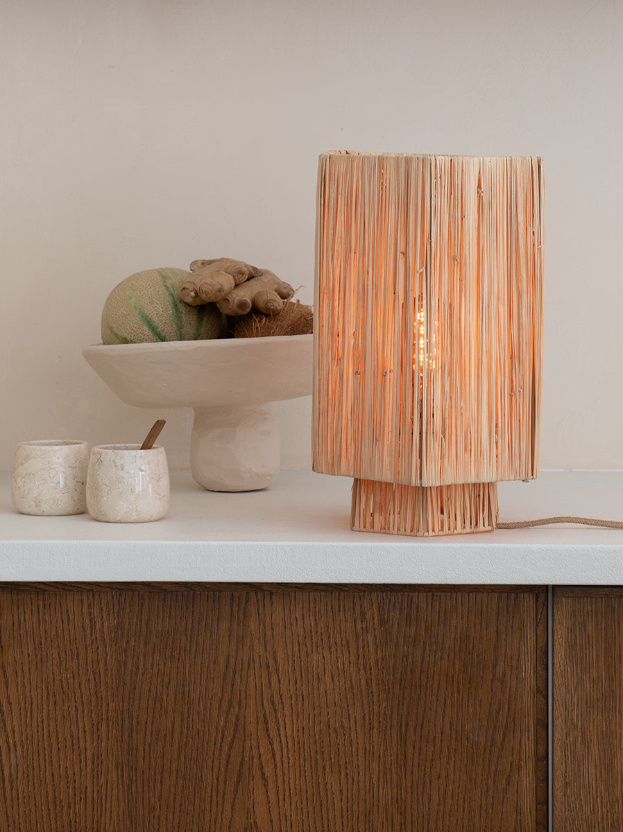 Panama Raffia Octogon Table Lamp