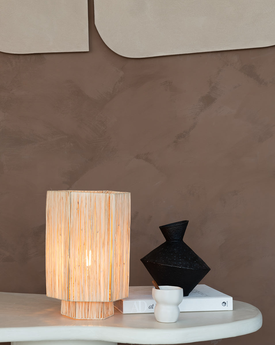 Panama Raffia Octogon Table Lamp