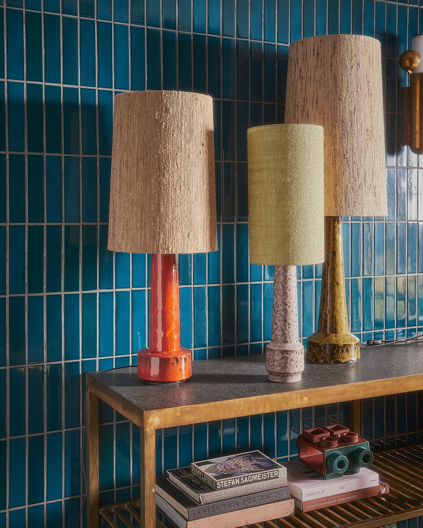 Retro Mustard Stoneware Large Lampbase