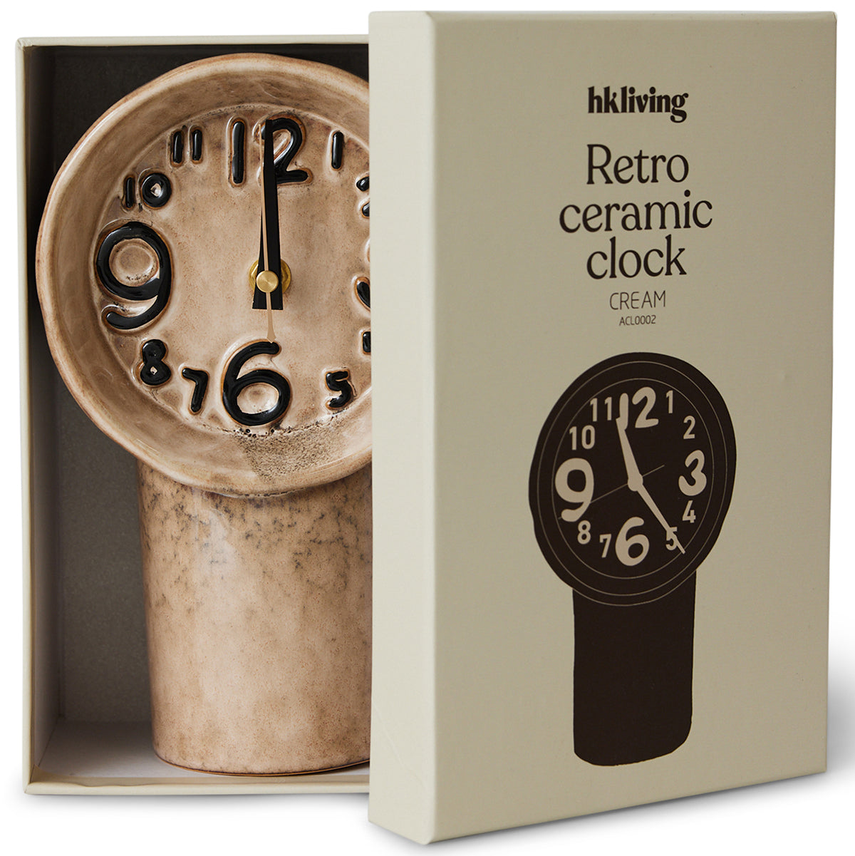 Retro Cream/Brown Ceramic Clock