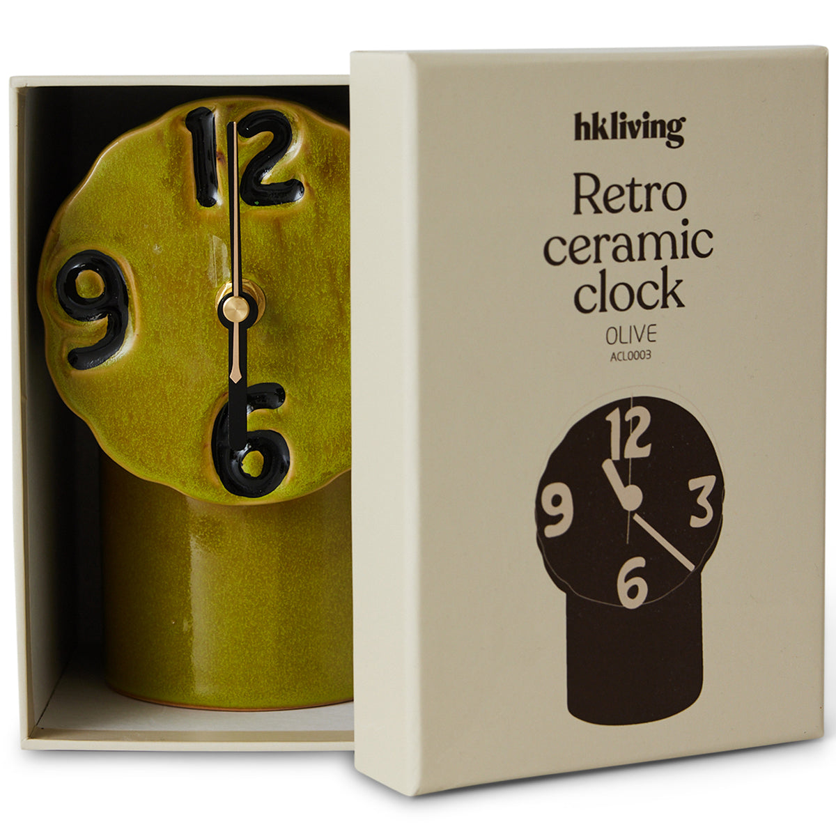 Retro Olive Ceramic Clock