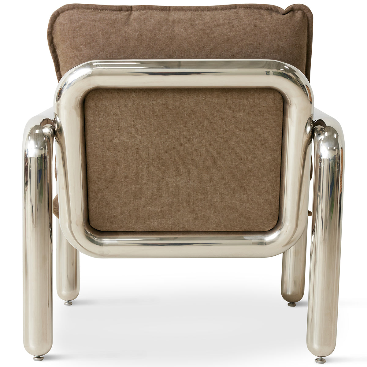 Chrome Brown Canvas Lounge Armchair