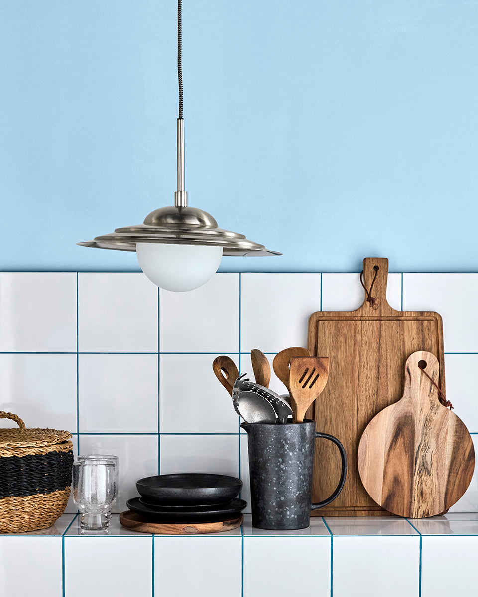 Coin Brushed Silver Pendant Lamp
