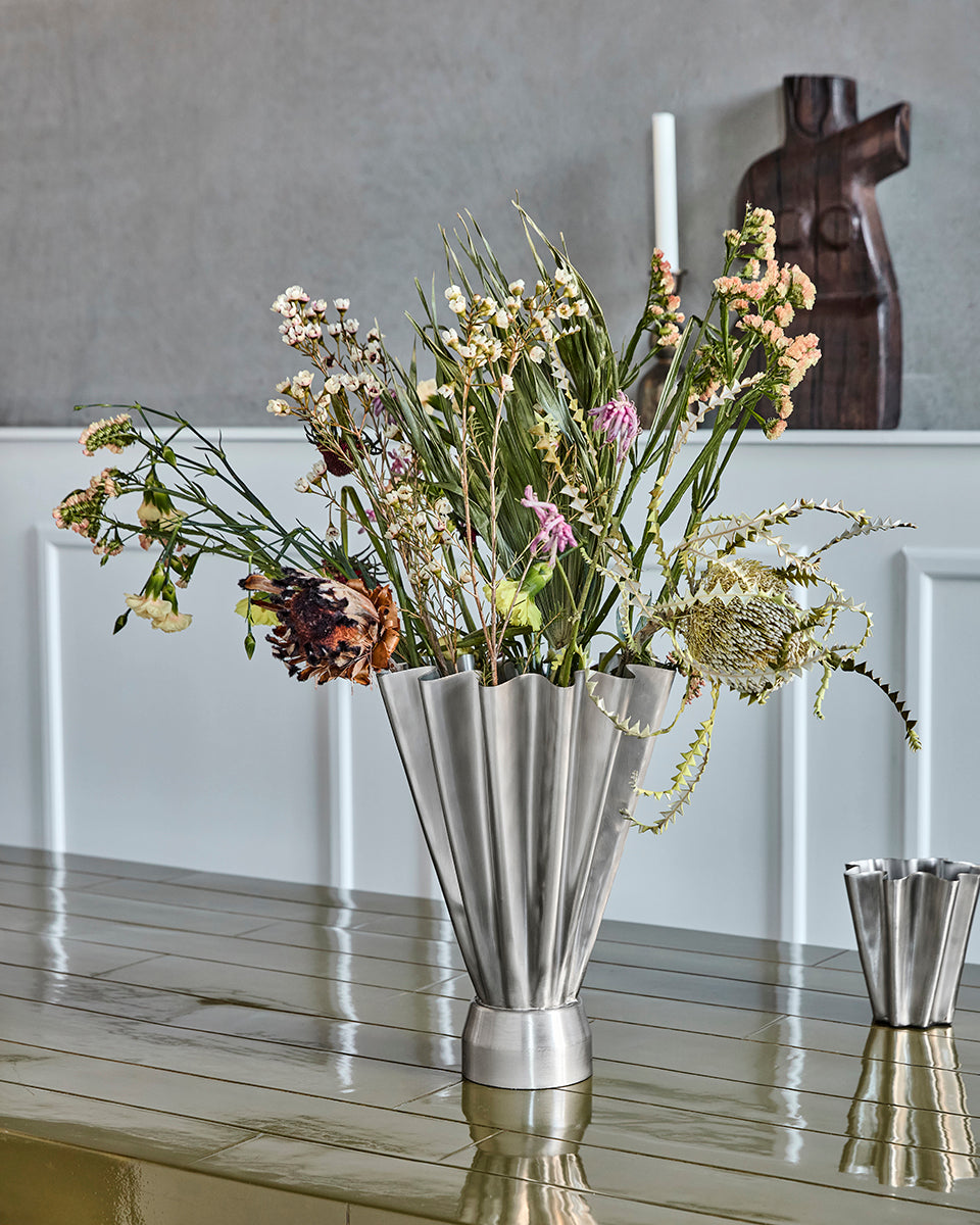 Flood I Brushed Silver Vase
