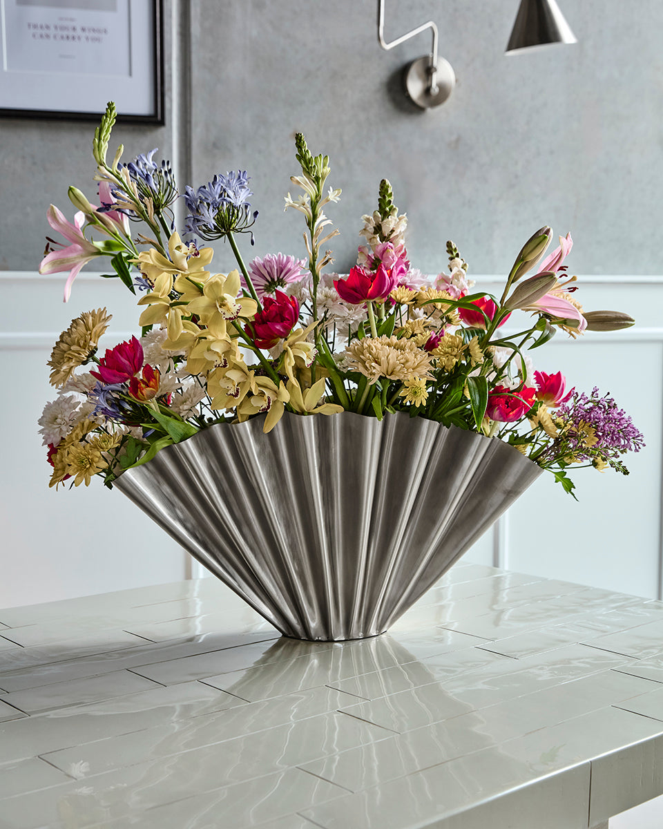 Flood II Brushed Silver Vase