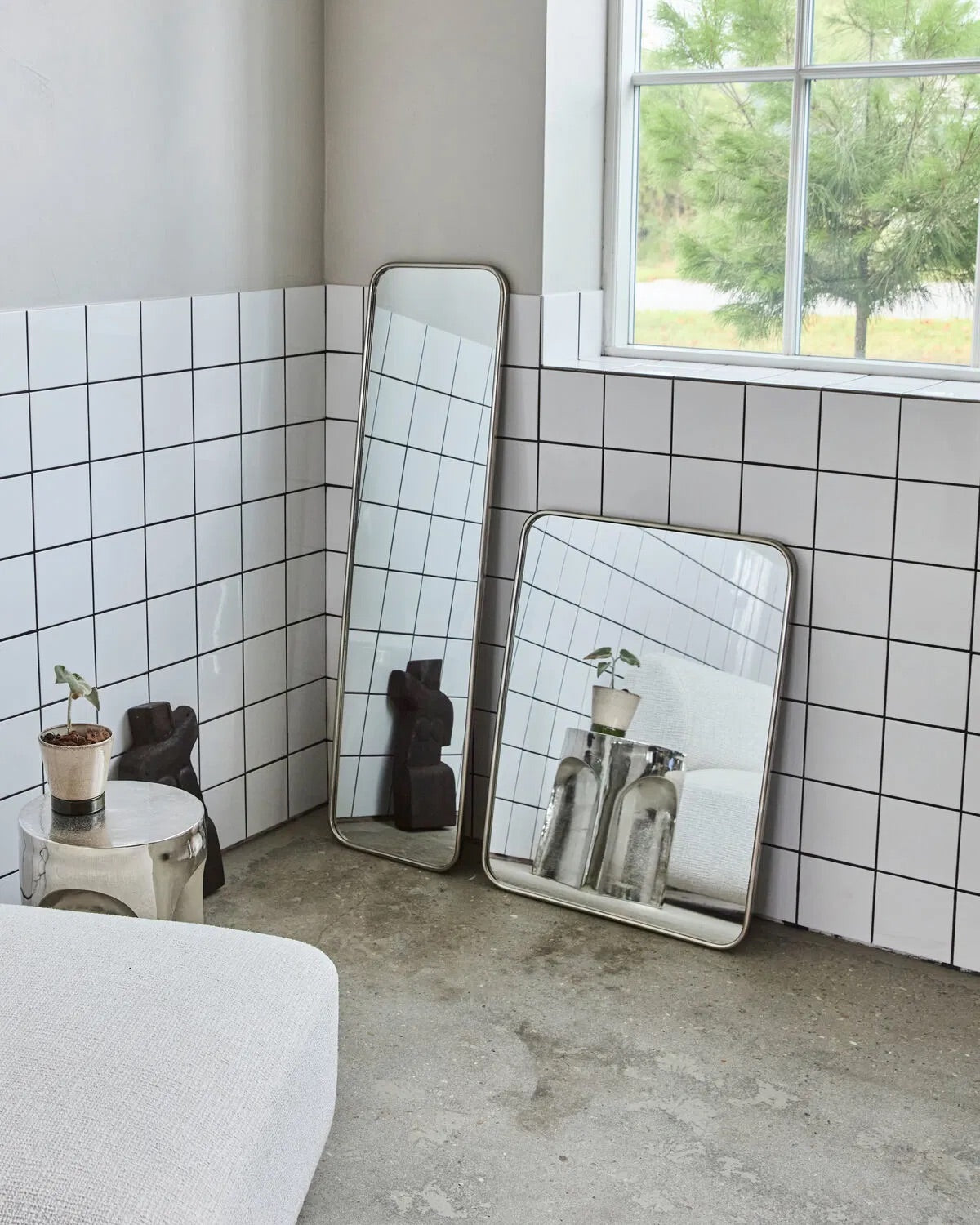 Mirror Brushed Silver Wall Mirror