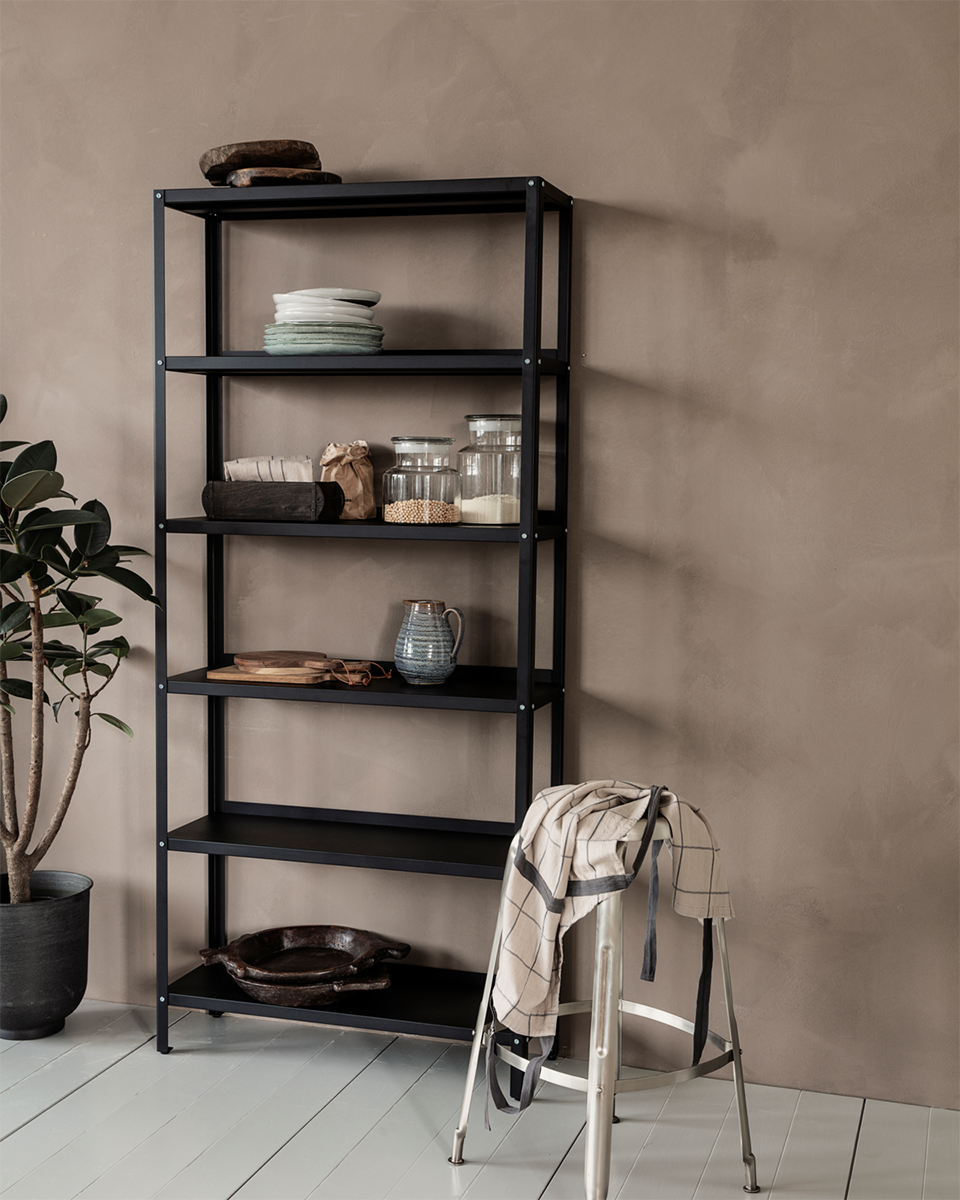 Use Black Shelving Unit