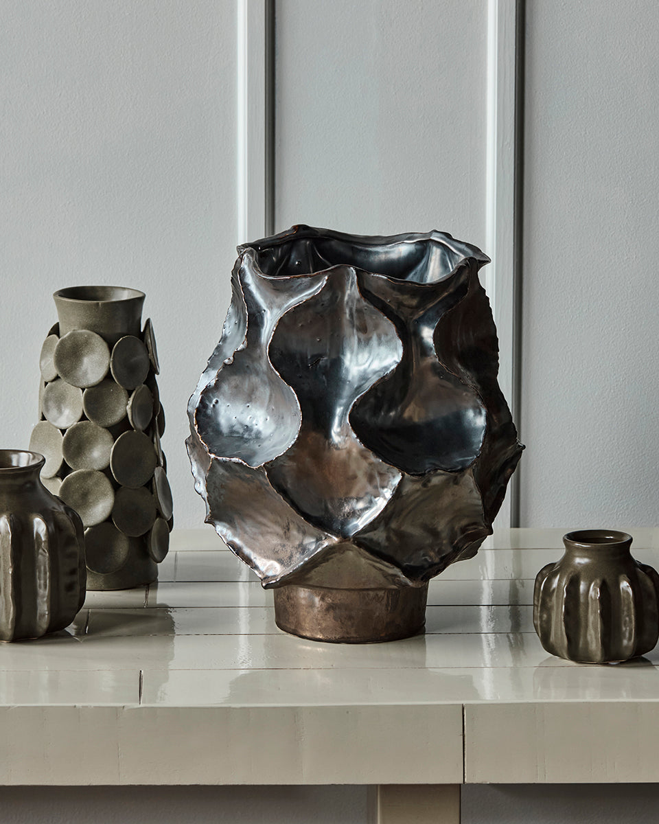 Waves Antique Metallic Vase