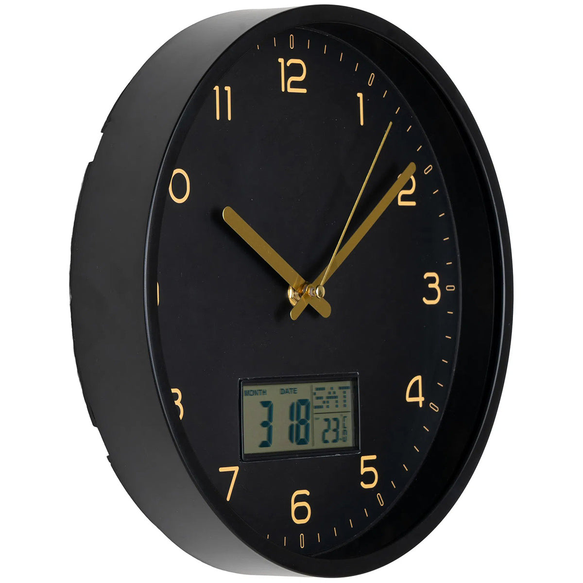 Amiens Black Wall Clock with Digital Display