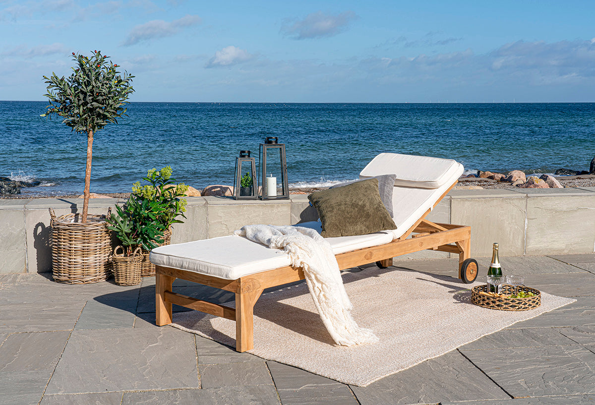 Andorra Teak Wood Sunlounger with Cushion