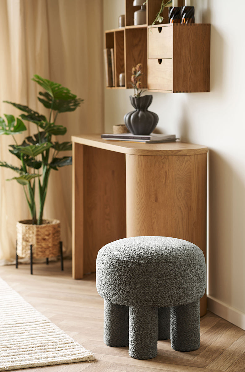 Canberra Charcoal Chenille Pouf