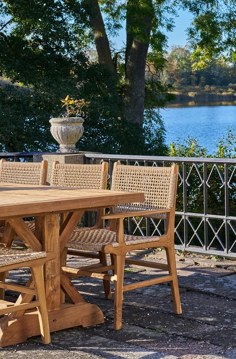 Derby Teak Wood Dining Chair with Armrest (2/Set)