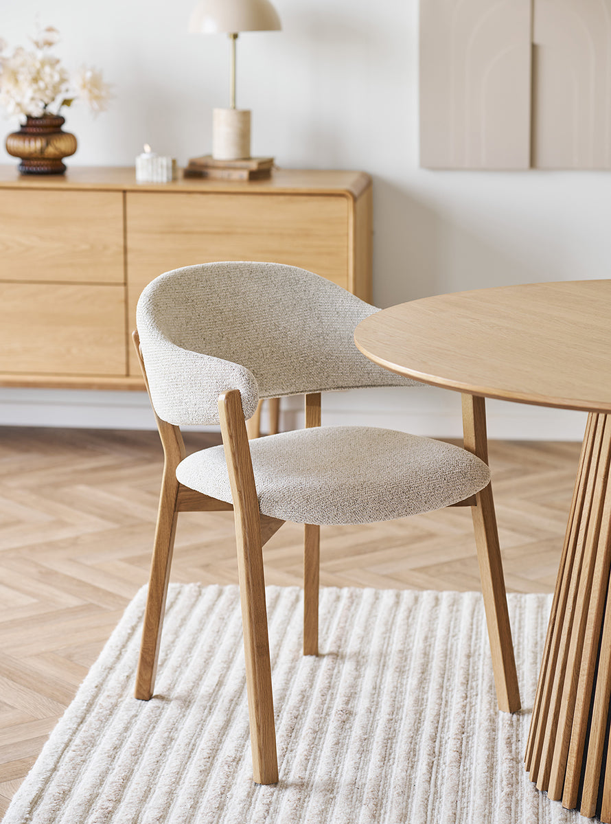 Dunkirk Oak Wood Dining Chair with Armrests