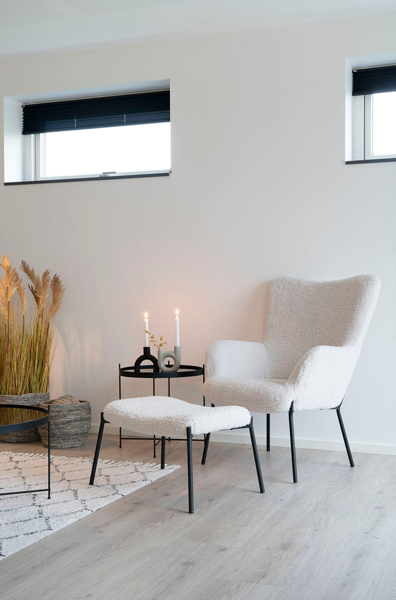 Glasgow White Lounge Chair with Footrest
