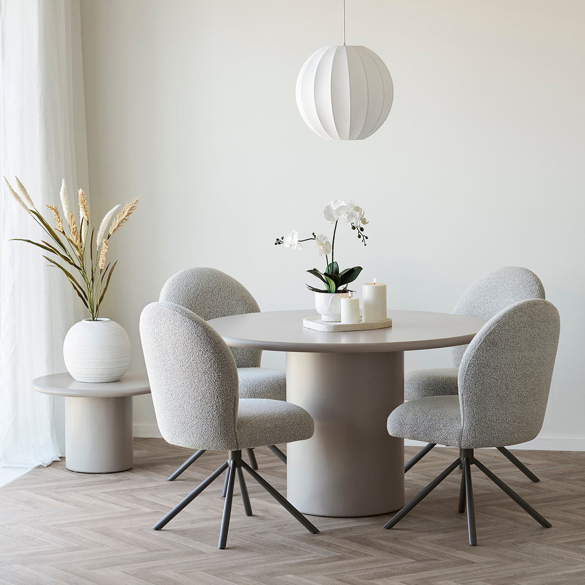 Lana Boucle Swivel Dining Chair without Armrests