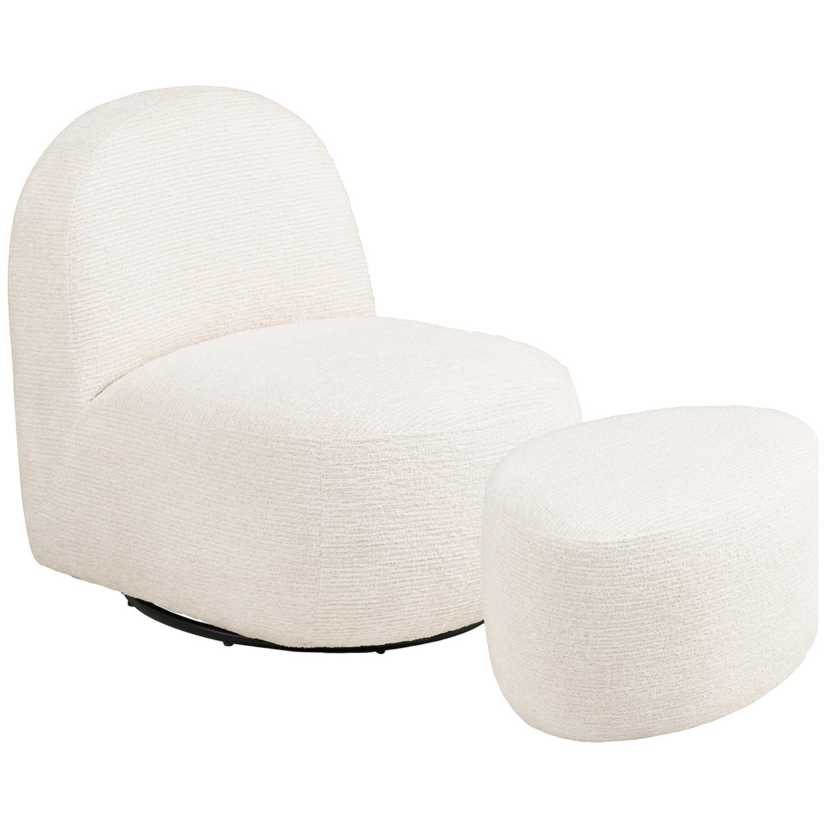 Olvera Chenille Swivel Lounge Chair with Footrest